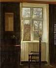 Carl Vilhelm Holsoe Abent Vindue painting
